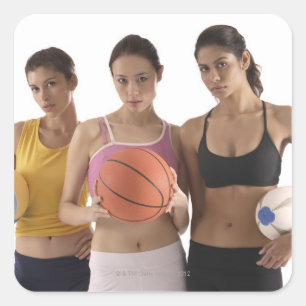 Sticker Carré trois femmes de race différente, tenant