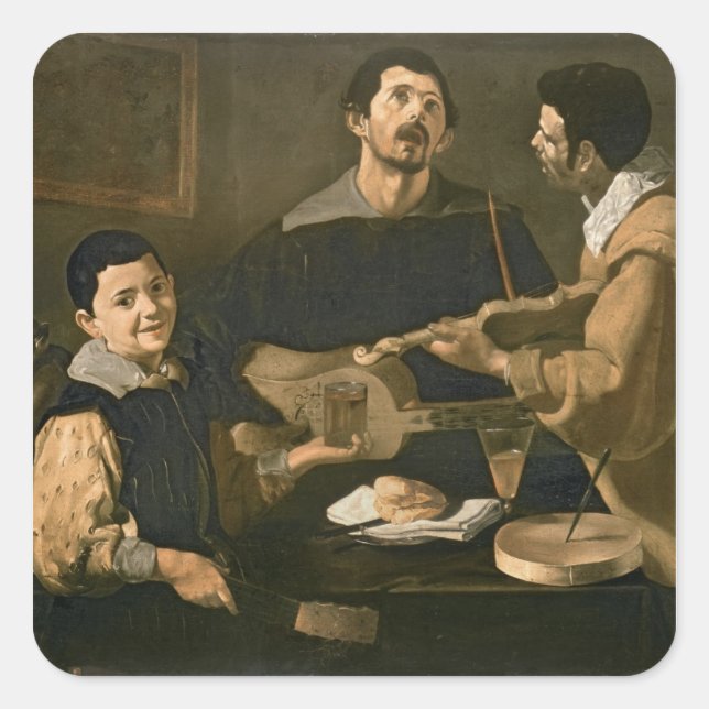 Sticker Carré Trois musiciens, 1618 (Devant)