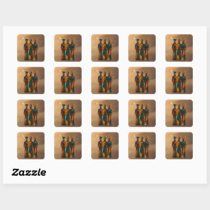 Sticker Carré Trois Sages Abstraits