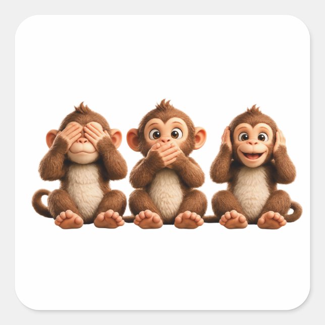 Sticker Carré Trois singes sages (Devant)