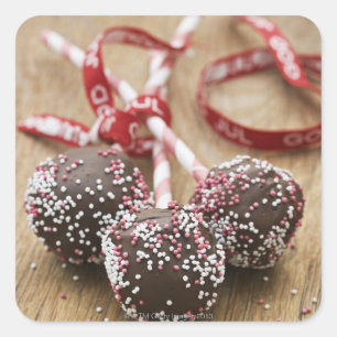 Sticker Carré Trois sucettes au chocolat