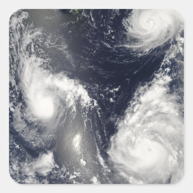 Sticker Carré Trois typhons différents (Devant)