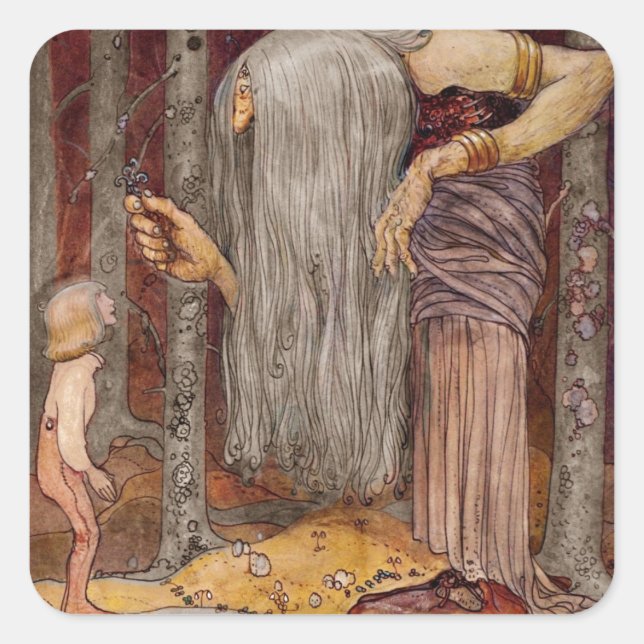 Sticker Carré Troll Offering a Little Branch (Devant)