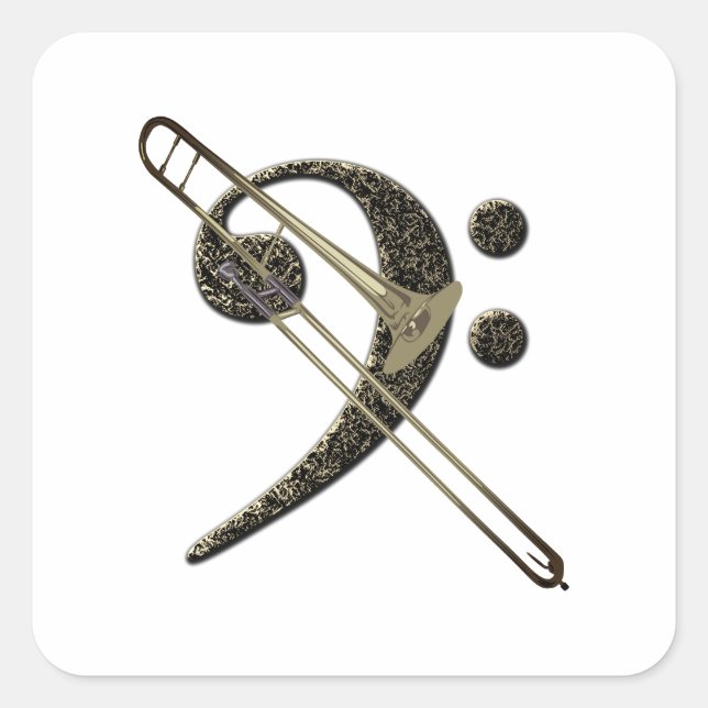 Sticker Carré Trombone Bass Clef Music Instrument (Devant)