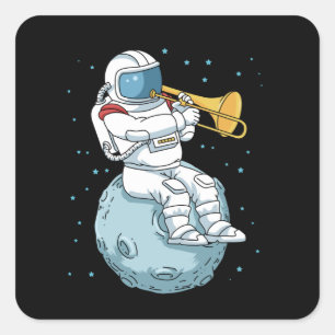 Sticker Carré Trombone Gift Jazz Music Marching Band Trombone