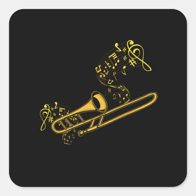 Sticker Carré Trombone Player Brass Music Instrument Big Band (Devant)