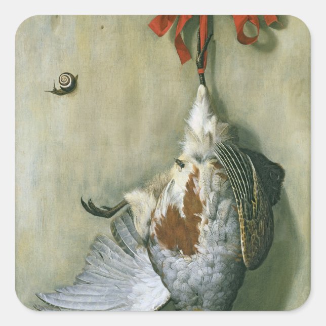 Sticker Carré Trompe l'Oeil avec perdrix, 1666 (Devant)