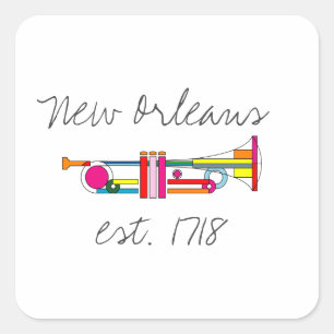 Sticker Carré Trompette de jazz Cool "Nouvelle-Orléans"