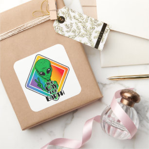 Sticker Carré Trop gay pour la terre Drôle Alien OVNI