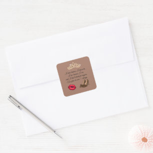Sticker Carré Trop Glam Pour Se Soucier – Citation Chic