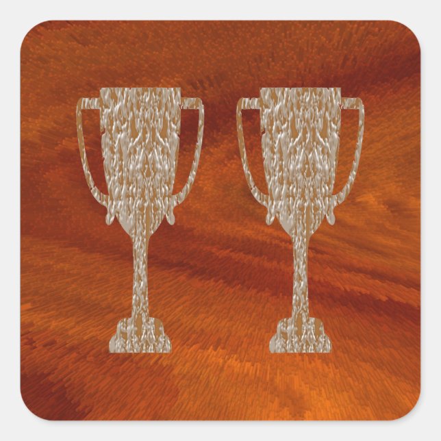 Sticker Carré TROPHIE D'Or : Récompense Célébration (Devant)