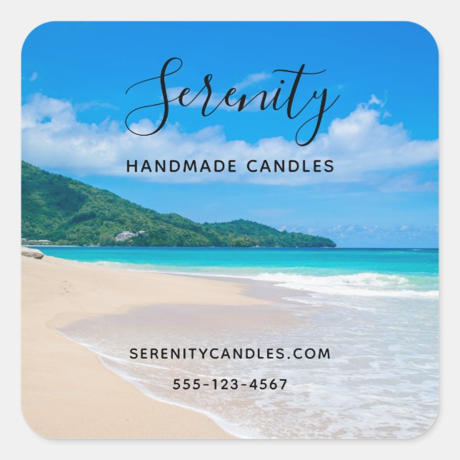 Sticker Carré Tropical Beach Pittoresque Photo Business (Devant)