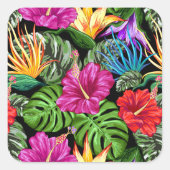 Sticker Carré Tropical Floral Motif d'humeur estivale (Devant)