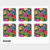 Sticker Carré Tropical Floral Motif d'humeur estivale (Feuille)