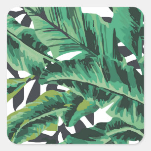 Sticker Carré Tropical Glam Banana Motif feuille