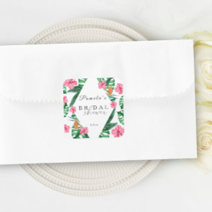 Sticker Carré Tropical Palmier Aquarelle Géométrique Baby Shower