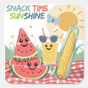 Sticker Carré Tropical Treats – Ensemble d'autocollants de snack