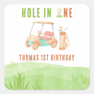 Sticker Carré Trou en un pour la première fête d'anniversaire
