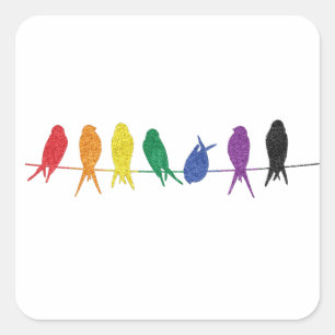Sticker Carré Troupe queer - drapeau arc-en-ciel du mois de la f