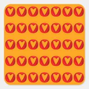 Sticker Carré Trous de coeur de Puffy Rouge