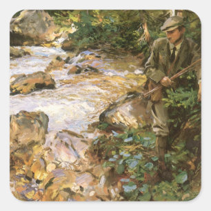 Sticker Carré Trout Stream in the Tyrol par John Singer Sargent