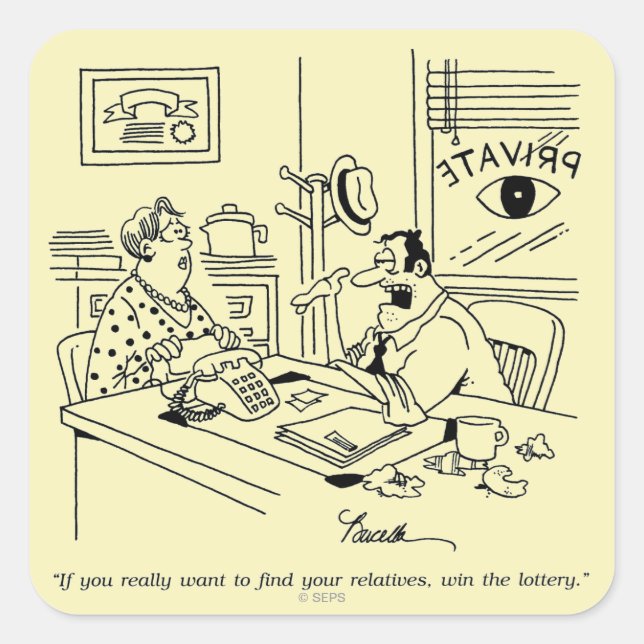 Sticker Carré Trouver des parents (Devant)