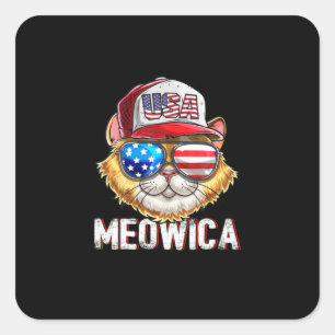 Sticker Carré Trucker 4 juillet'américain du Drapeau Meowica