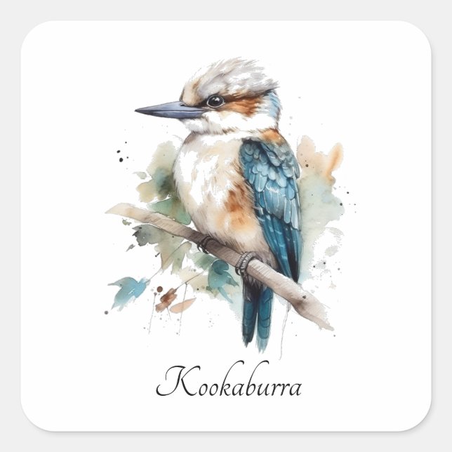 Sticker Carré True Blue Kookaburra, personnalisé (Devant)