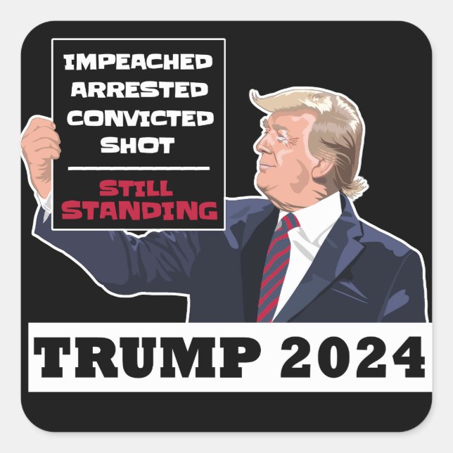 Sticker Carré Trump 2024 Toujours Président Élection USA (Devant)