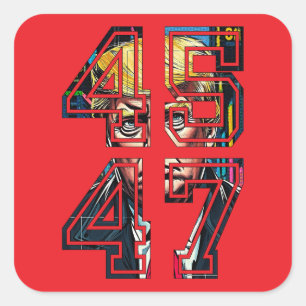 Sticker Carré Trump 45 47   Pop art   président américain