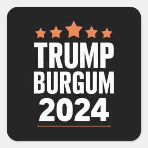 Sticker Carré Trump Burgum pour l'élection présidentielle améric