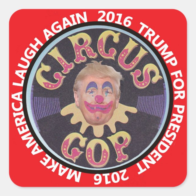 Sticker Carré Trump Clown (Devant)