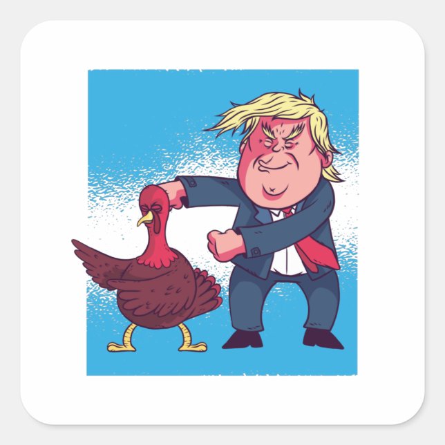 Sticker Carré Trump dansant Thanksgiving Cadeau Turquie (Devant)