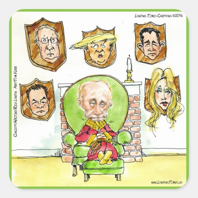 Sticker Carré Trump Est Poutine Sur La Ritz Cadeaux (Devant)