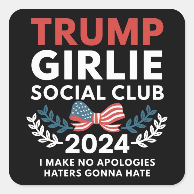 Sticker Carré Trump Girlie Coquette Social Club Bow Election (Devant)