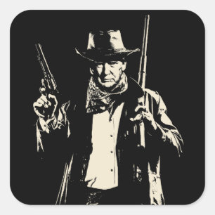 Sticker Carré Trump, le cowboy vintage, est prêt à attaquer cert