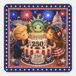 Sticker Carré Trump Melania Statue de la Liberté 250 Ans USA