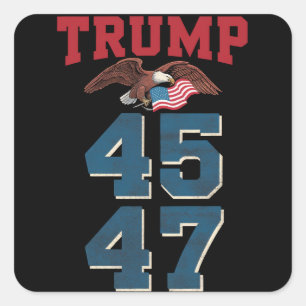 Sticker Carré Trump patriotique a gagné 45 et 47 Victoire Gagnan
