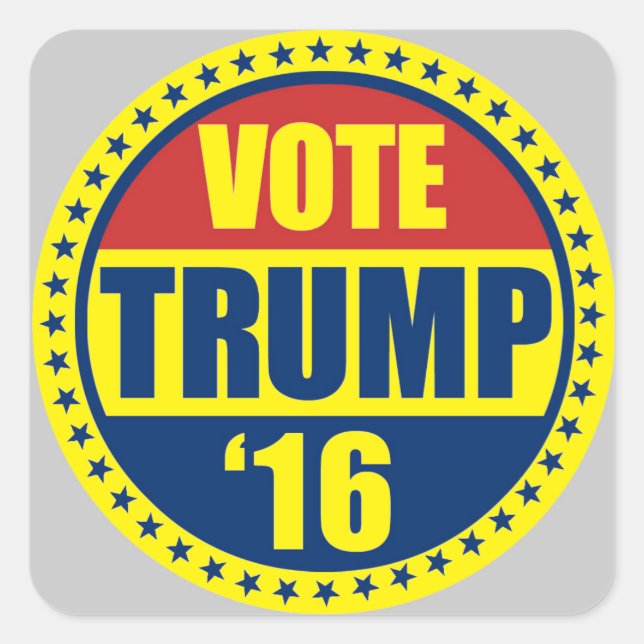 STICKER CARRÉ TRUMP POUR LE PRÉSIDENT 2016 (Devant)