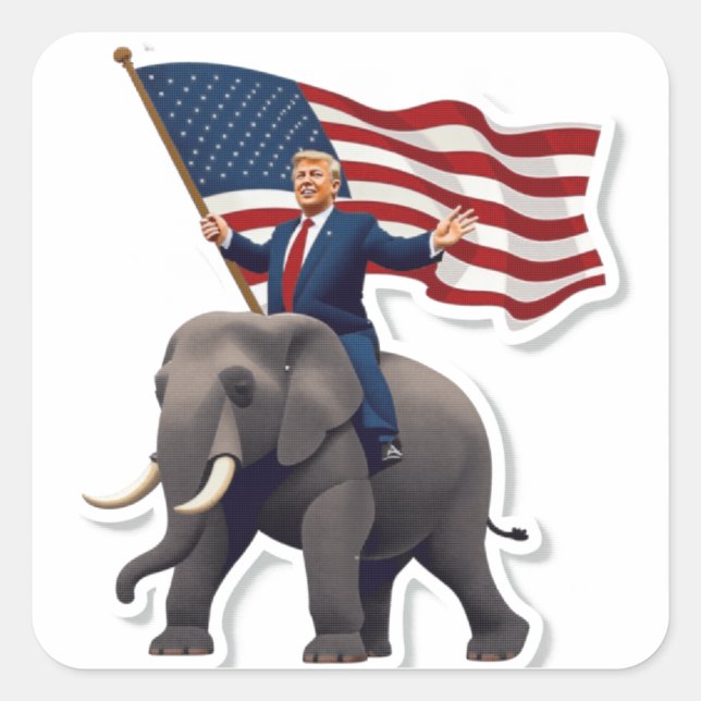 Sticker Carré Trump riding Elephant (Devant)