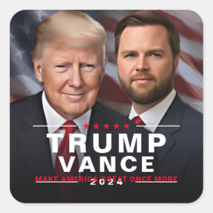 Sticker Carré Trump Vance 2024 Président VP Campaign