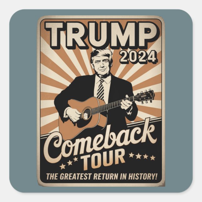 Sticker Carré TRUMP vintage 2024 Rocks COMEBACK TOUR (Devant)