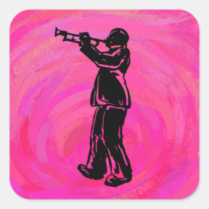 Sticker Carré Trumpet Boogie Nuits New York Hot rose