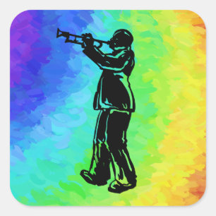 Sticker Carré Trumpet New York Boogie Nights Rainbow