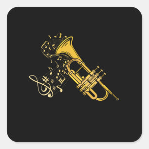 Sticker Carré Trumpet Player Jazz Musique Cadeau Big Band Trumpe