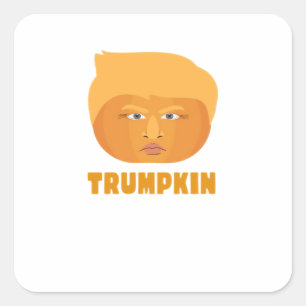 Sticker Carré Trumpkin Citrouille Funny Halloween Design classiq