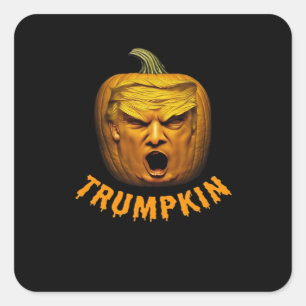Sticker Carré Trumpkin - Drôle Donald Citrouille Halloween class