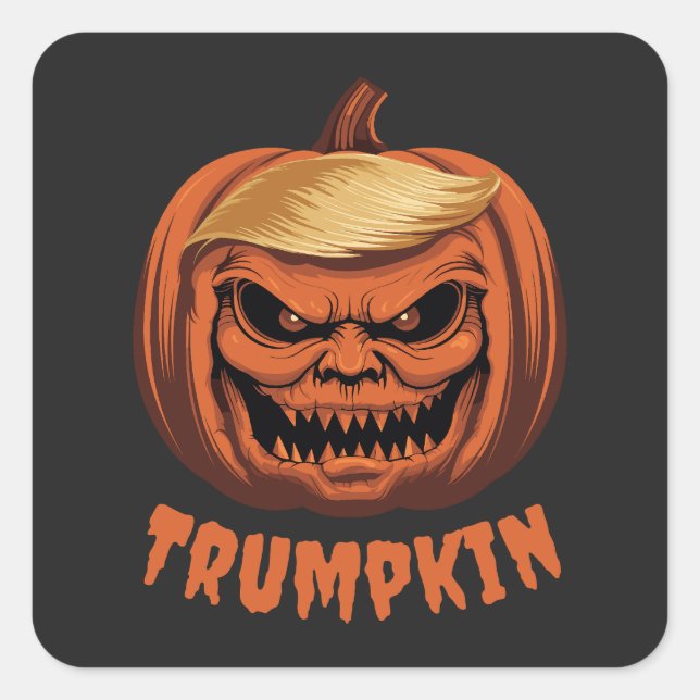 Sticker Carré Trumpkin - Le Citrouille d'Halloween de Donald Tru (Devant)