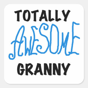 Sticker Carré Tshirts et cadeaux bleu Granny absolument géniaux