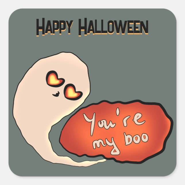 Sticker Carré Tu es mon Boo | Halloween mignon  (Devant)